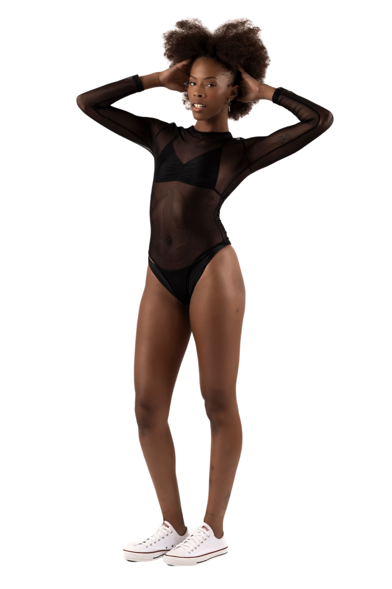 BASIC TULLE BODYSUIT BLACK